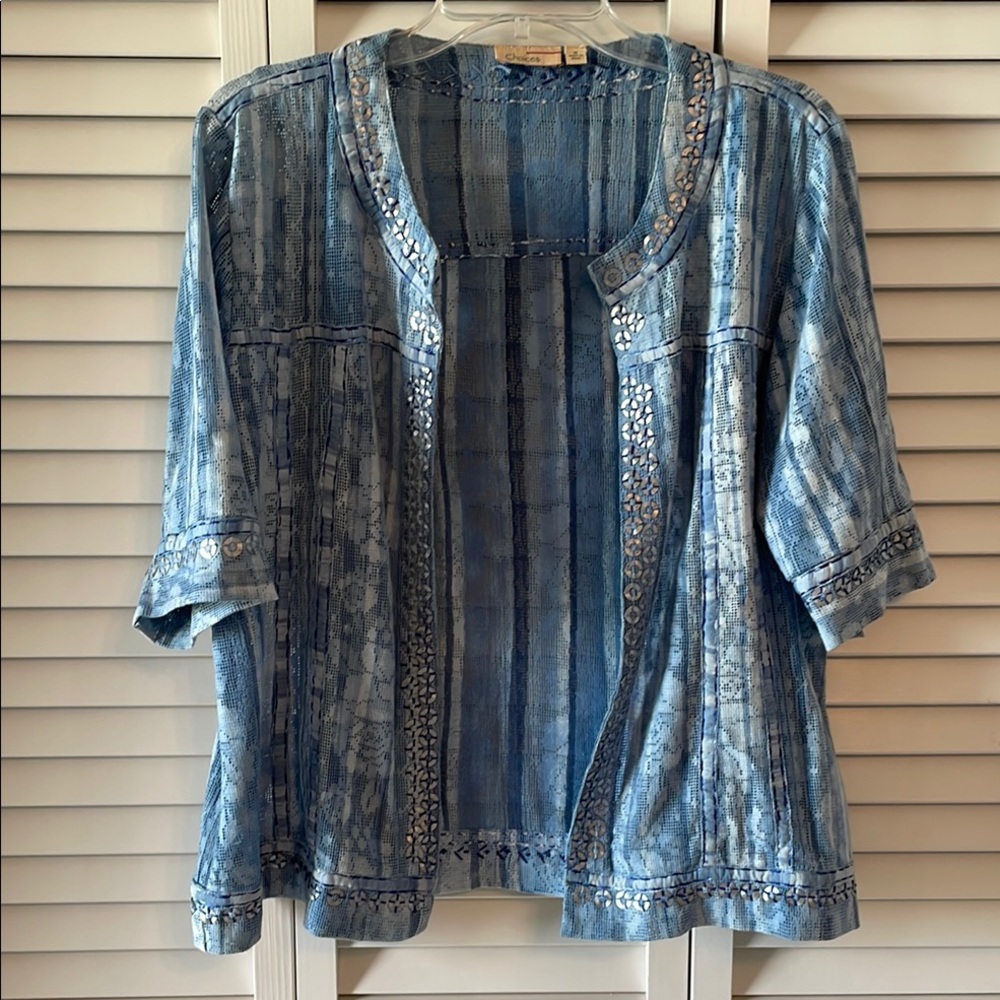 Choices Blue Patterned Women's Blouse